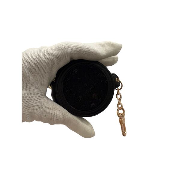 Chic Black Pouch | Designer-Inspired Circle Case with Mirror Inside (Black) - Picture 2 of 3